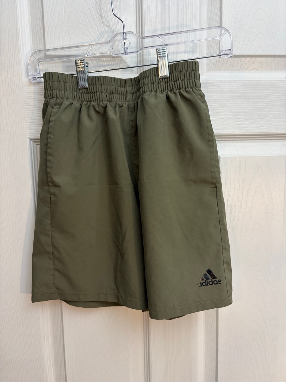 adidas Olive Kids' Athletic Shorts with Logo